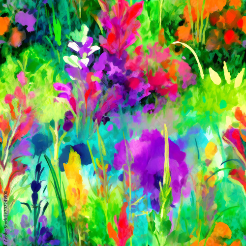 colorful seamless handpainted garden texture