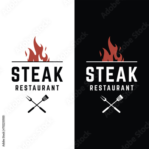 Retro vintage steak house Logo Design. Logo for business, restaurant, label, badge. With quality meat.