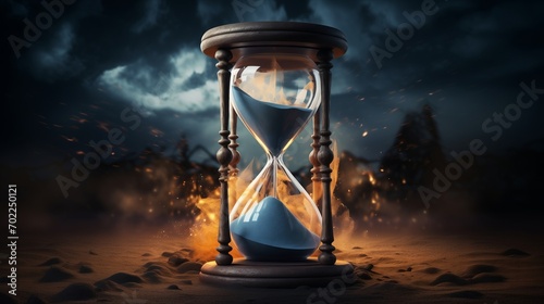 Hourglass. Time passing concept abstract. Sand clock wallpaper. photo