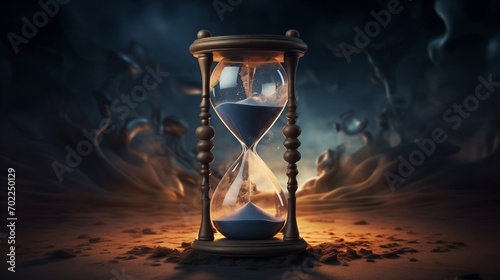 Hourglass. Time passing concept abstract. Sand clock wallpaper.