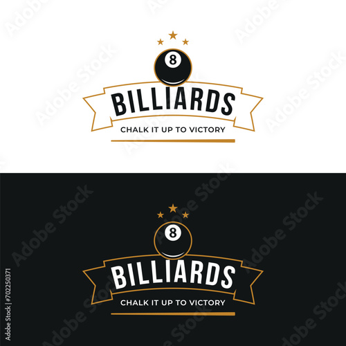 Billiards and cue cue creative logo template design. Logos of billiard sports games, clubs, tournaments and championships.