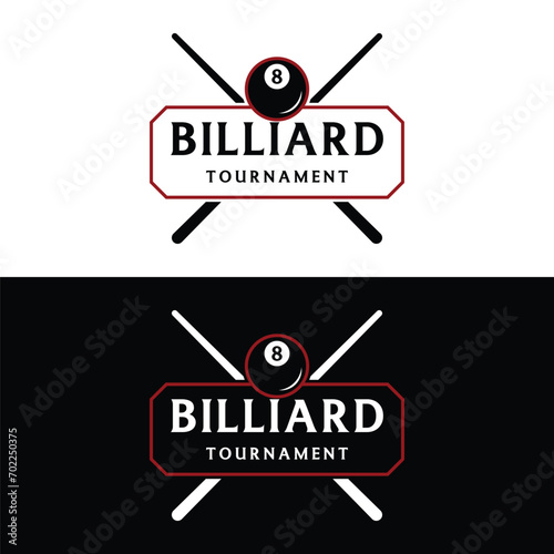 Billiards and cue cue creative logo template design. Logos of billiard sports games, clubs, tournaments and championships.