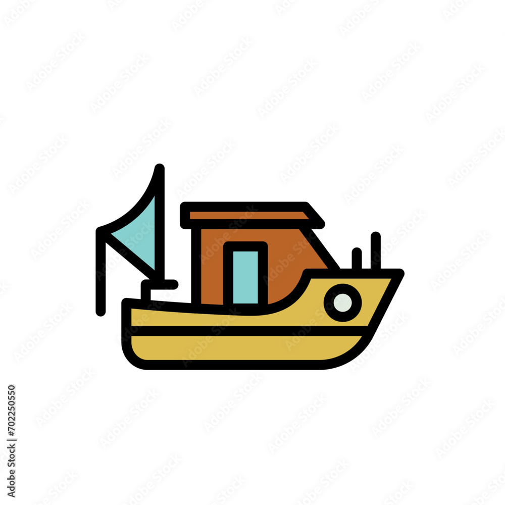 Fishing Boat Sea Filled Outline Icon Fishing Boat Sea Filled Outline Icon