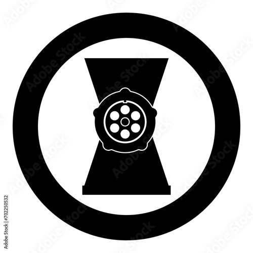 Meat grinder mincer icon in circle round black color vector illustration image solid outline style