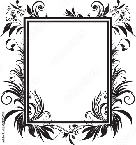 Futuristic Classicism Vector Black Frame Logo Icon Design Delicate Intricacy Artistic Decorative Frame in Vector Black
