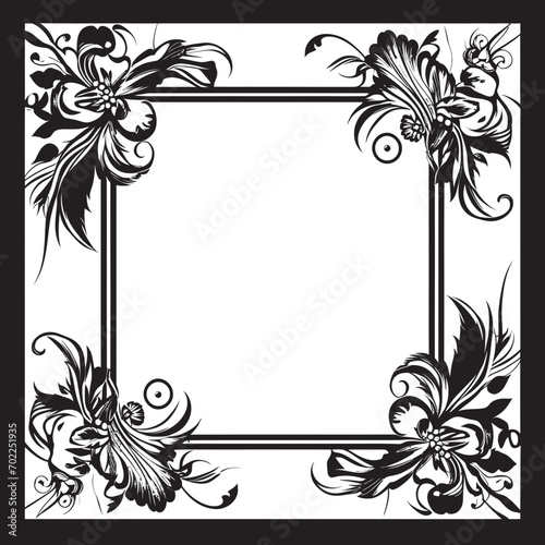 Harmonious Fusion Artistic Decorative Frame Vector Black Elegant Precision Vector Black Frame Logo Icon Design