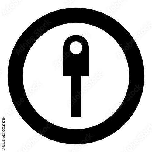 Cable lug electrical contact and wire club connector bolt connection crimp terminal icon in circle round black color vector illustration image solid outline style