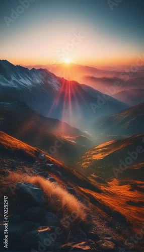 A Breathtaking Sunrise Over A Mountain Range