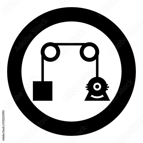 Gravity engine icon in circle round black color vector illustration image solid outline style