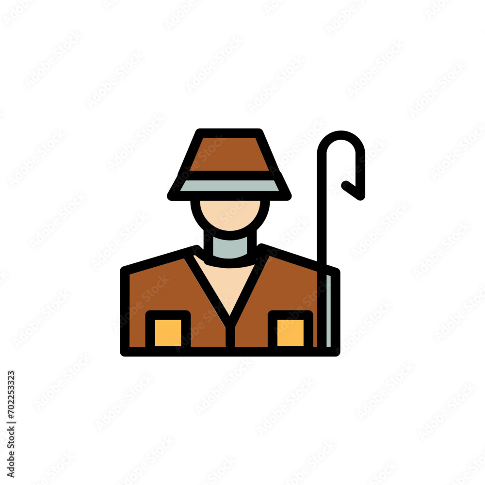 Fishing Rod Line Filled Outline Icon