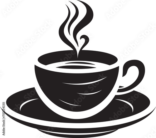 Caffeine Aura Charm Vector Black Logo Coffee Cup Savoring Moments Elegance Black Icon Coffee Cup