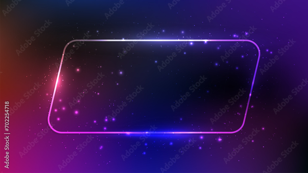 Neon rounded parallelogram frame with shining effects and sparkles Neon rounded parallelogram frame with shining effects and sparkles