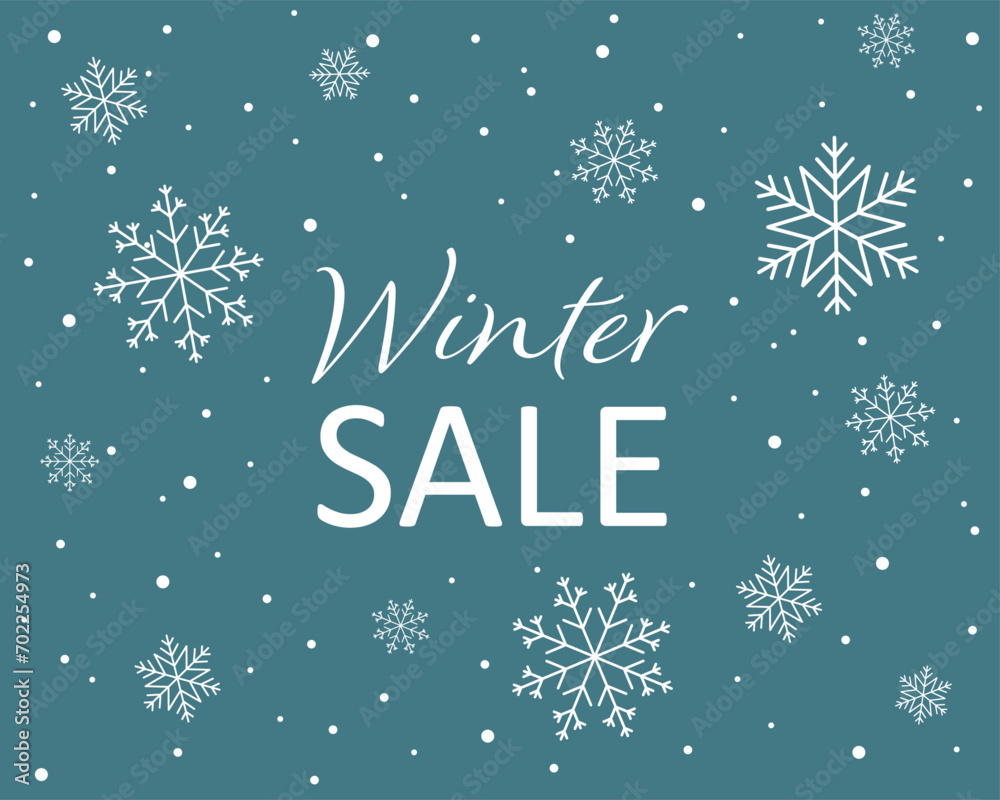 Winter sale banner on blue background with snowfall Winter sale banner on blue background with snowfall