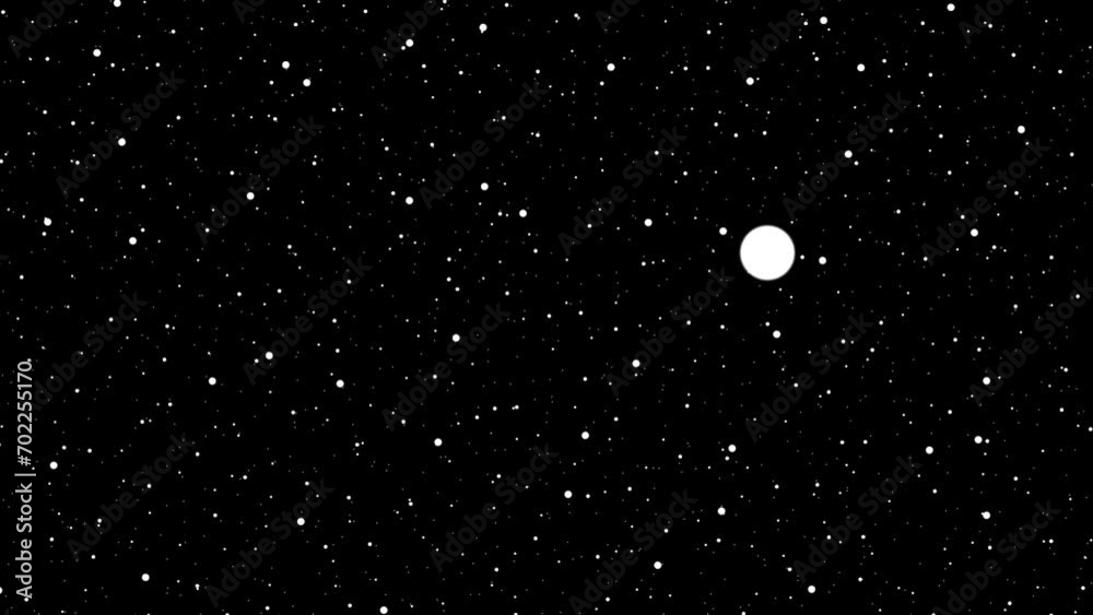 White dots flying in on a black background