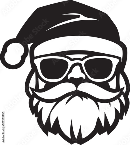 Frosty Santa Chic Vector Black Logo Icon Icy Santa Swagger Cool Vector Design
