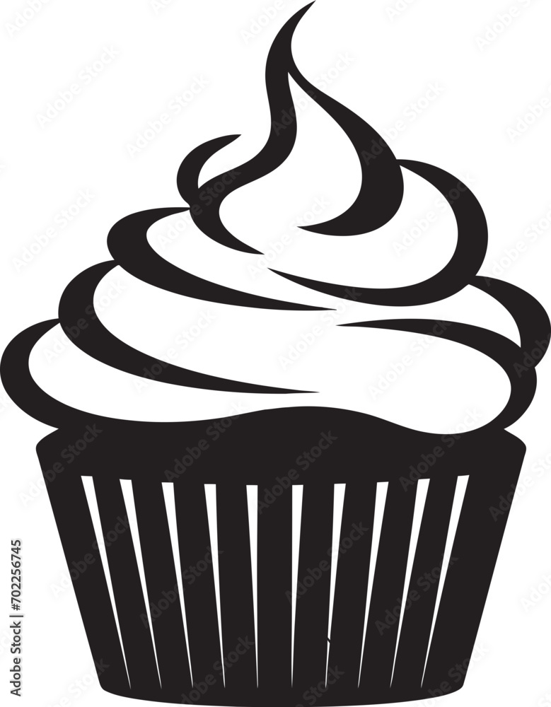 Divine Confectionery Iconic Cupcake in Black Deliciously Crafted Black Vector Icon Cupcake