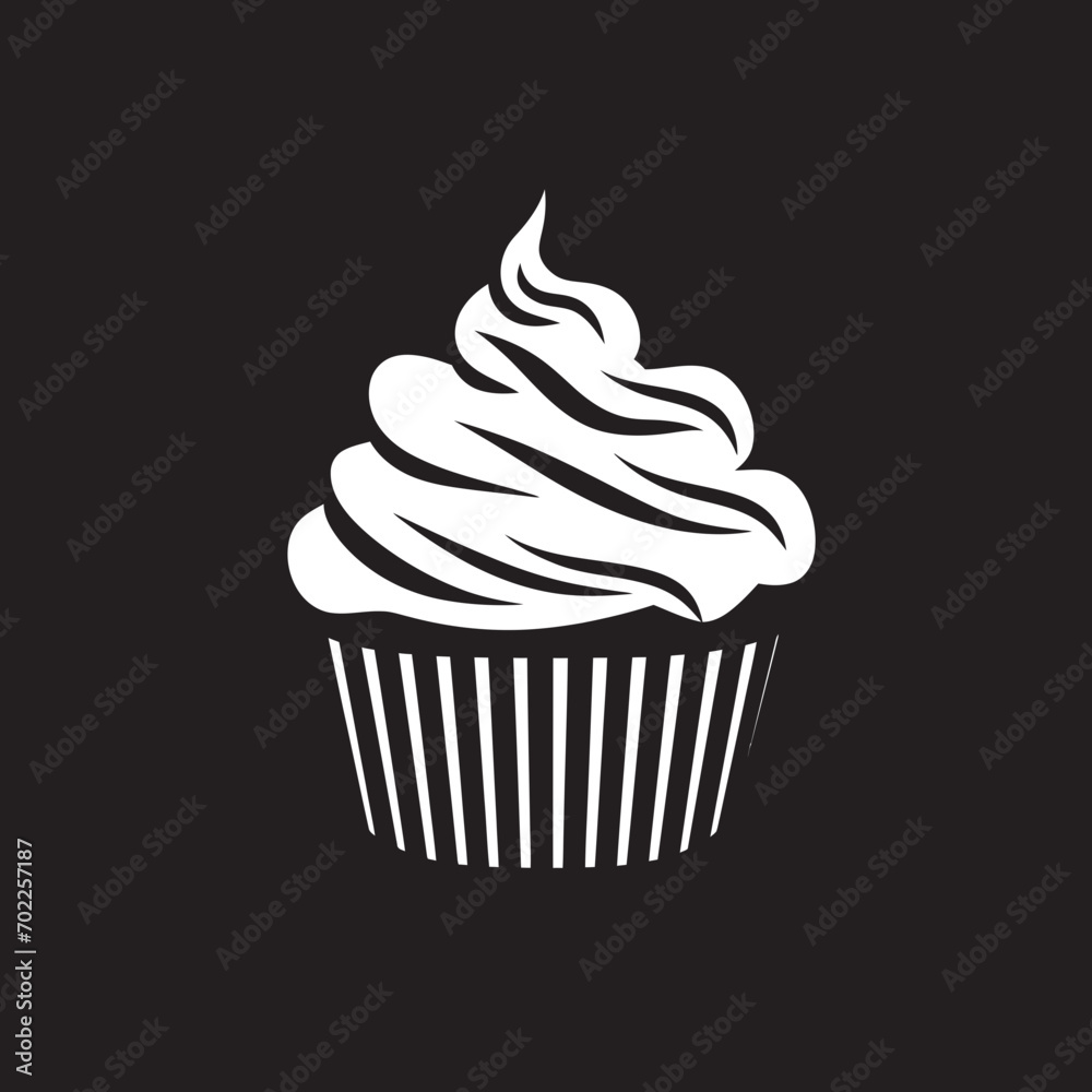Decadent Delight Vector Cupcake Black Icon Sugar Rush Elegance Black Cupcake Icon