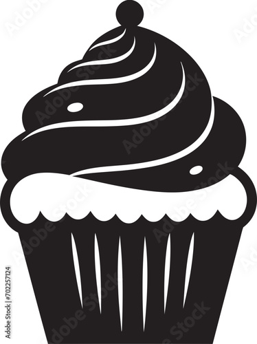 Tasty Delicacy Black Logo Cupcake Vector Baked Joy Cupcake Vector in Black Icon