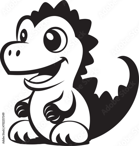 Smiling Dino Charm Vector Black Design Playful Dino Chic Cute Black Logo Icon