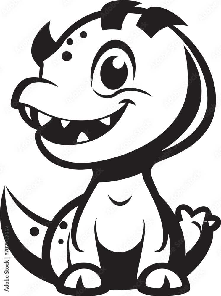 Whimsical Dino Elegance Black Logo Charming Dino Chic Cute Black Vector Icon Whimsical Dino Elegance Black Logo Charming Dino Chic Cute Black Vector Icon