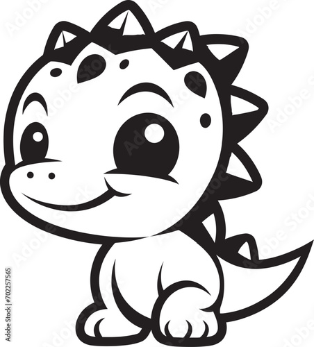 Lovely Dino Whimsy Vector Black Logo Playful Dino Charm Cute Black Cartoon