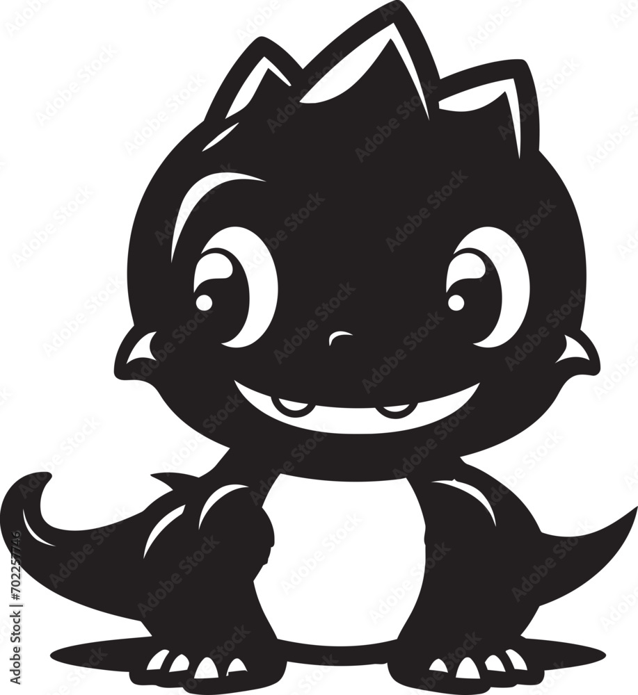Sweet Dino Grin Black Cartoon Cute Dino Elegance Black Logo Icon Sweet Dino Grin Black Cartoon Cute Dino Elegance Black Logo Icon