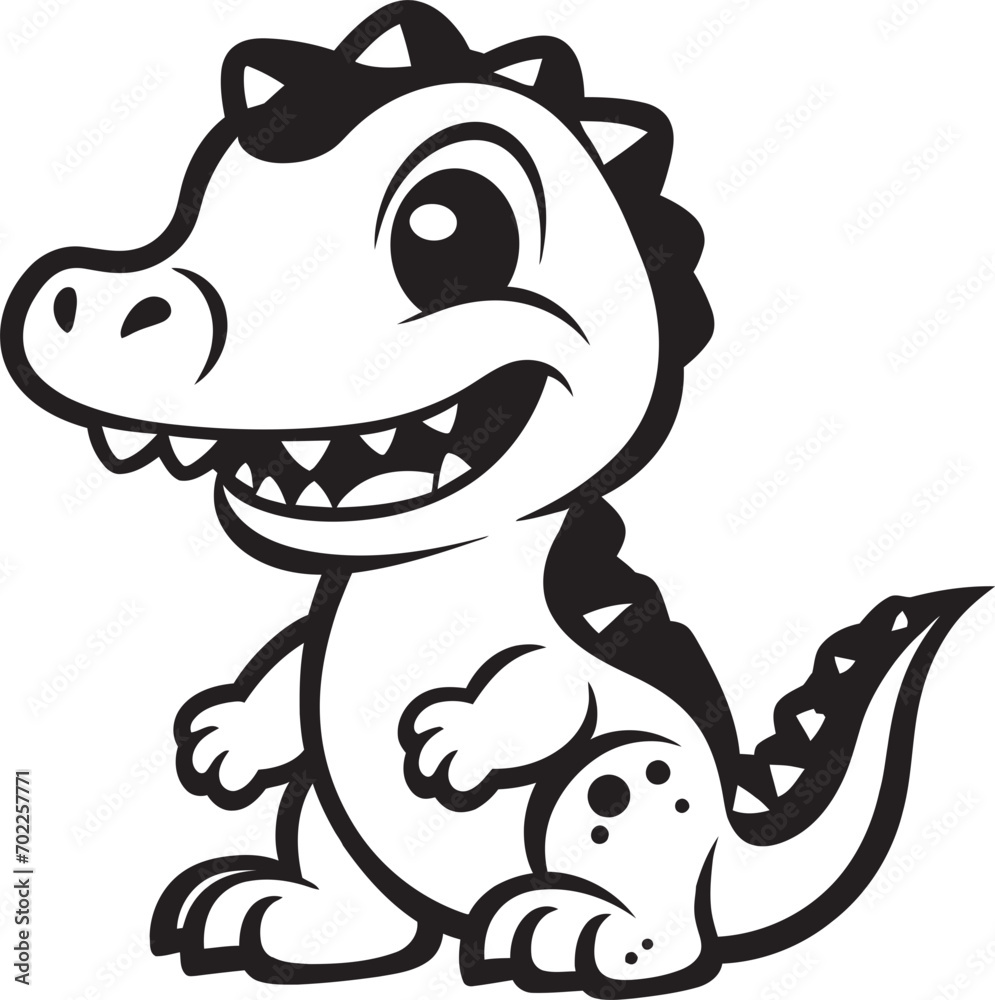Fototapeta premium Adorable Dino Joy Cute Black Logo Tiny T Rex Treasures Black Design
