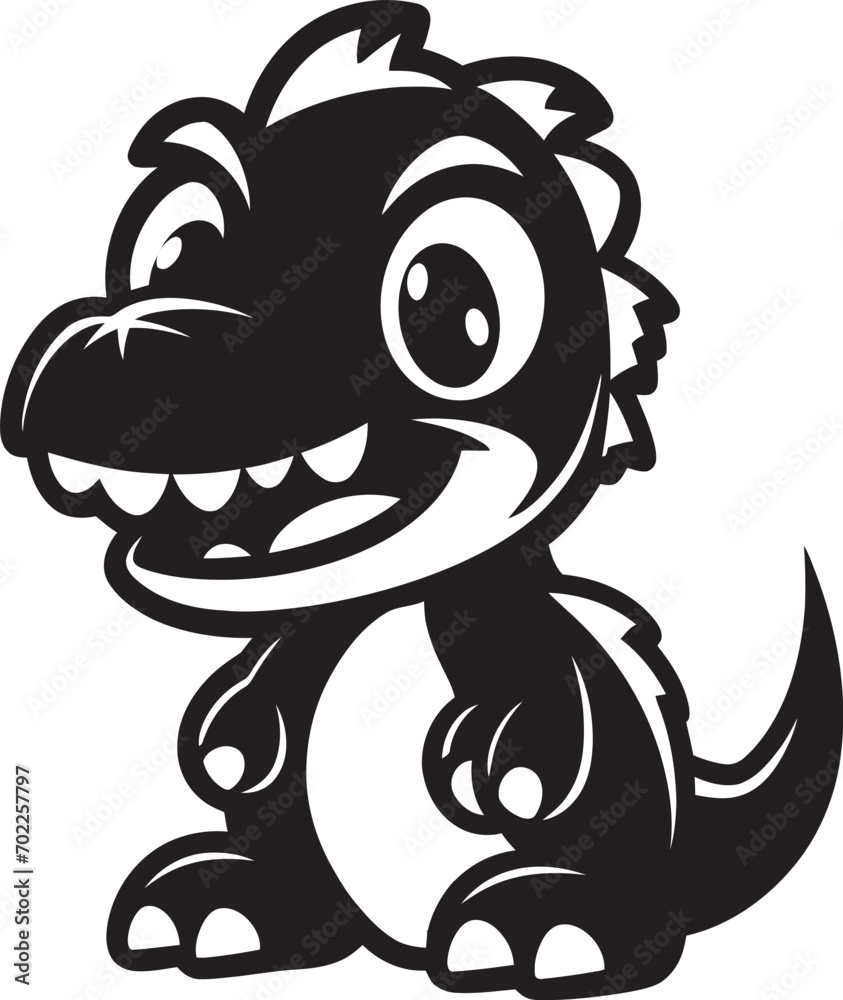 Cuddly Dino Chic Vector Black Design Enchanting Dino Charm Cute Black