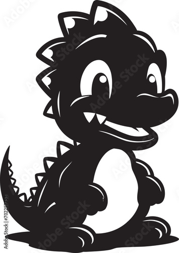 Smiling Dino Charm Vector Black Design Playful Dino Chic Cute Black Icon