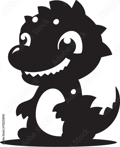 Friendly Dino Face Vector Black Design Cuddly Dino Charm Cute Black Icon