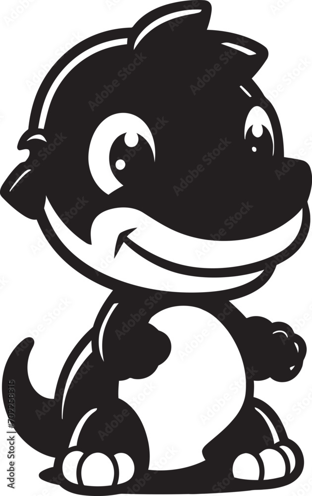 Fototapeta premium Tiny T Rex Treasures Black Logo Design Whimsical Dino Elegance Cute Black Vector