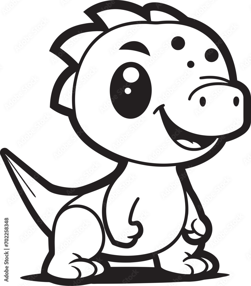 Fototapeta premium Cartoon Dino Cuteness Black Logo Icon Endearing Dino Chic Vector Black Cartoon