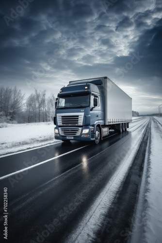 With its imposing presence, this truck commands respect, symbolizing the unstoppable force of international commerce