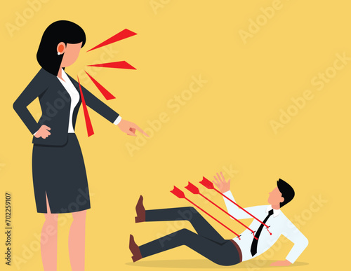 Angry women, Blaming and Criticizing. Conflict of office workers.