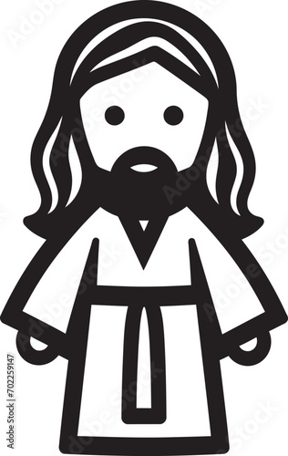 Gentle Light Black Vector Jesus Icon Messiahs Embrace Cute Jesus in Black photo