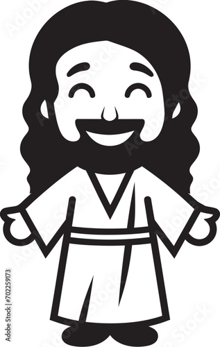 Eternal Grace Cute Black Jesus Vector Gentle Radiance Cartoon Jesus Black