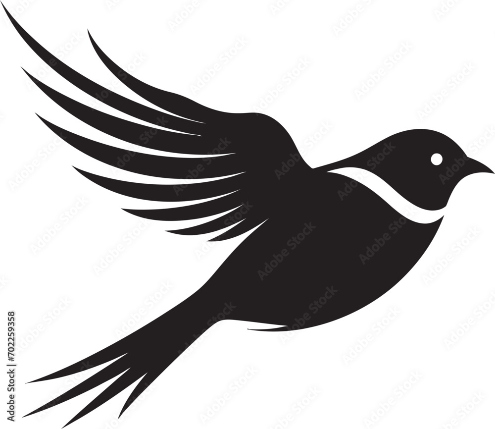 Obraz premium Skyward Feathered Euphoria Cute Logo Elegant Avian Flight Black Vector Icon