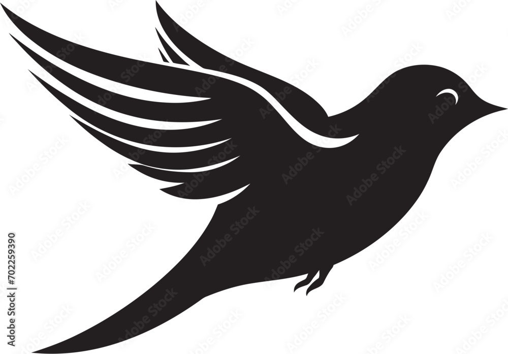 Obraz premium Aerial Delightful Charm Cute Flying Bird Ethereal Feathered Grace Black Vector