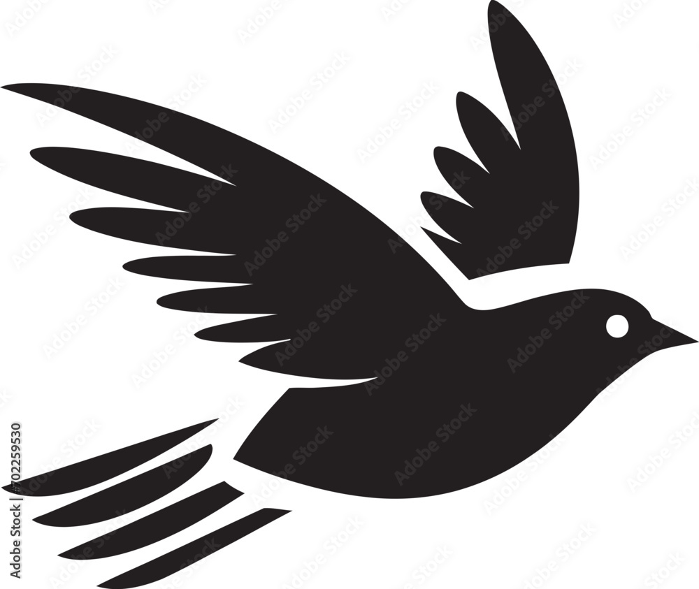 Fototapeta premium Chirpy Aerial Delight Black Vector Design Elegant Feathered Elegance Cute Icon