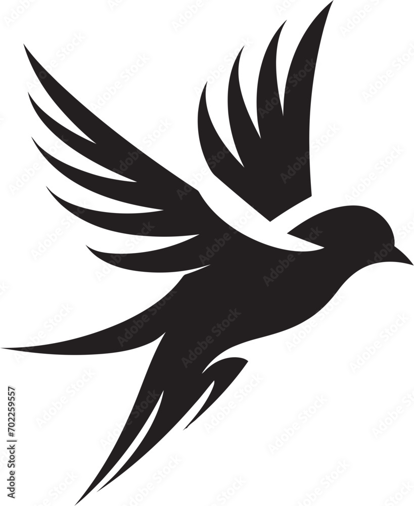 Aerial Serenity Black Logo Bird Icon Harmonious Soar Cute Flying Bird Design Aerial Serenity Black Logo Bird Icon Harmonious Soar Cute Flying Bird Design