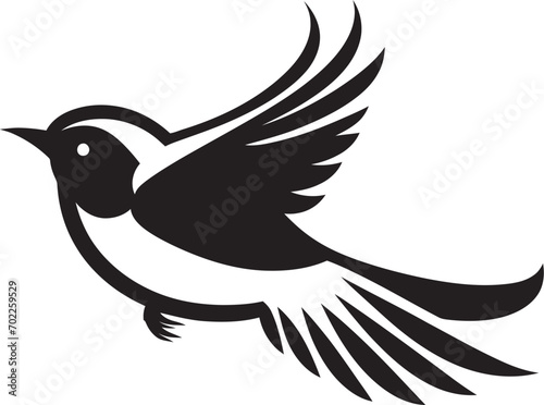 Graceful Feathered Soar Black Logo Bird Whimsical Flight Fantasia Cute Black Bird
