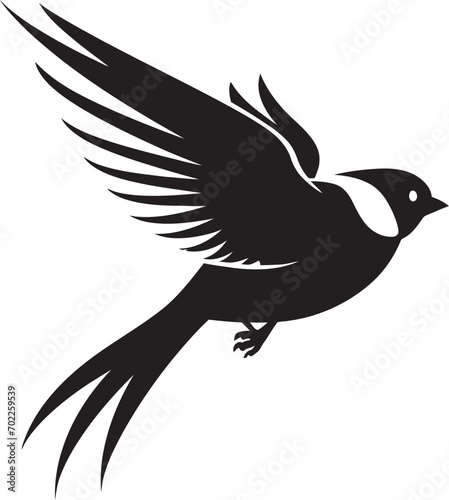 Dynamic Winged Fantasia Cute Black Icon Skyward Flight Charm Black Bird Design