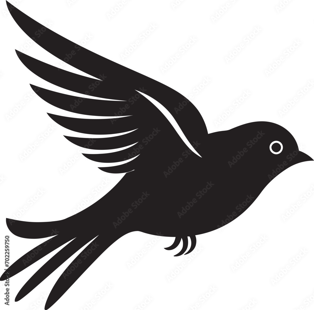 Obraz premium Ethereal Flight Grace Black Bird Logo Soothing Avian Symphony Vector Black