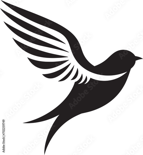 Airborne Flight Fantasia Cute Bird Icon Dynamic Avian Symphony Black Logo