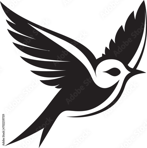 Soothing Avian Symphony Vector Black Serene Winged Fantasia Cute Logo Icon