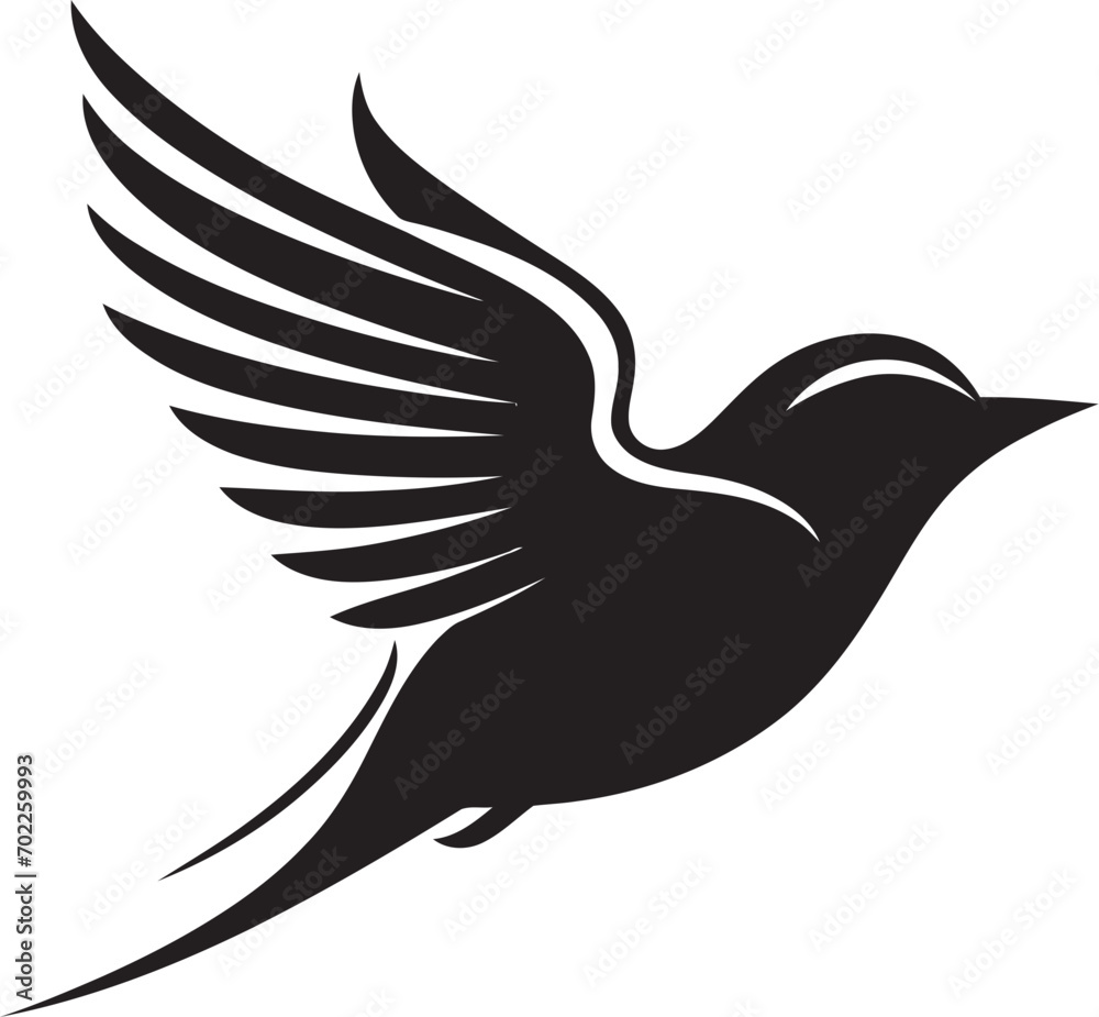 Obraz premium Radiant Flight Fantasia Vector Bird Graceful Feathered Soar Black Iconic Design