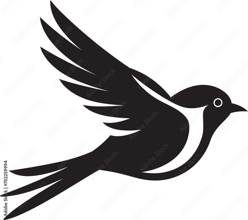 Obraz premium Skyward Serenade Cute Black Logo Design Whimsical Glide Vector Black Bird Icon