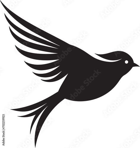 Chirpy Avian Delight Cute Black Vector Majestic Flight Fantasia Black Bird Icon