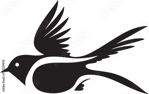 Majestic Flight Fantasia Black Bird Icon Dynamic Winged Elegance Vector Black
