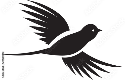 Dynamic Ascend Cute Black Vector Bird Ethereal Soar Flying Bird in Black photo